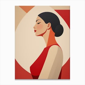 Portrait Of A Woman Abstract red and beige Art 2 Canvas Print