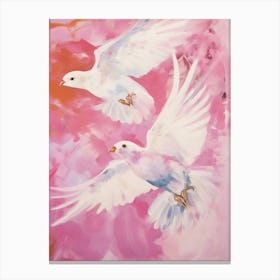 Pink Ethereal Bird Painting House Sparrow 2 Canvas Print