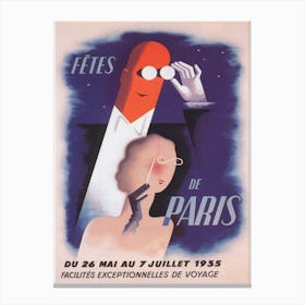 Fêtes De Paris, France Festival, Man and Woman, Art Deco Vintage Poster Canvas Print