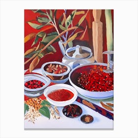 Amchur Spices And Herbs Oil Painting Canvas Print