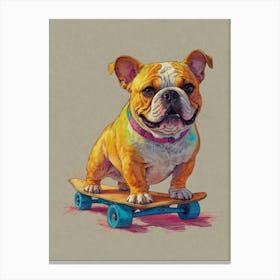 French Bulldog On Skateboard Canvas Print