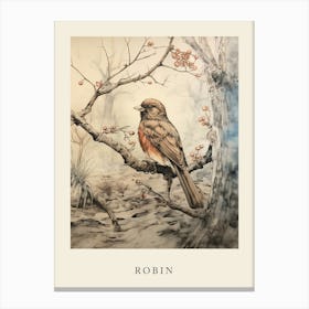 Beatrix Potter Inspired  Animal Watercolour Robin 4 Canvas Print