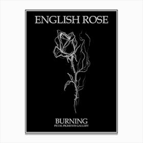 English Rose Burning Line Drawing 3 Poster Inverted Canvas Print