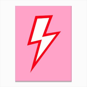 Red Lightning Flash on Pink Canvas Print