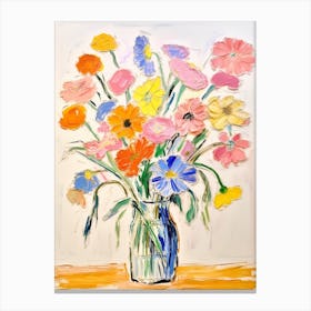 Flower Painting Fauvist Style Flax Flower 4 Canvas Print