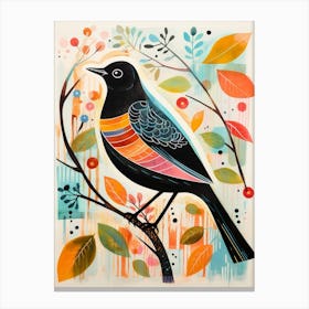Bird Painting Collage Blackbird 3 Canvas Print