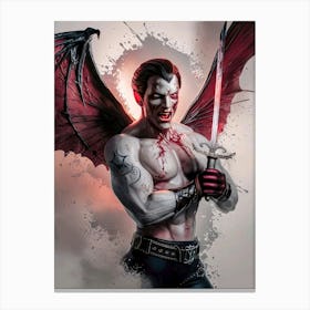 Bloody Male Vampire with Sword - Poster Art Canvas Print