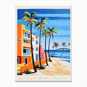 Poster Of Huntington Beach, California, Matisse And Rousseau Style 4 Canvas Print