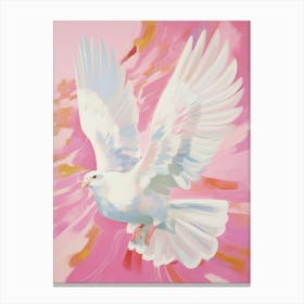 Pink Ethereal Bird Painting Pigeon 2 Canvas Print