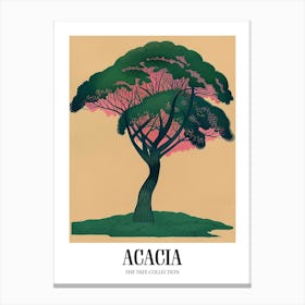 Acacia Tree Colourful Illustration 3 Poster Canvas Print