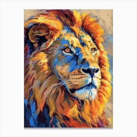 Southwest African Lion Portrait Close Up Fauvist Painting 1 Canvas Print