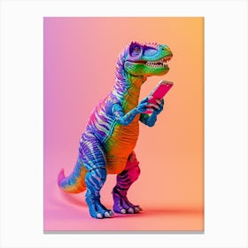 Toy Dinosaur On The Phone 2 Canvas Print