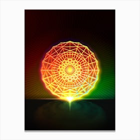 Neon Geometric Glyph in Watermelon Green and Red on Black n.0478 Canvas Print
