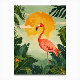 Greater Flamingo Rio Lagartos Yucatan Mexico Tropical Illustration 3 Canvas Print