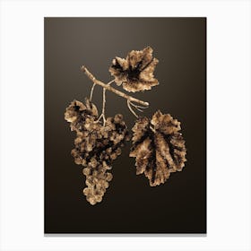 Gold Botanical Lacrima Grapes on Chocolate Brown Canvas Print