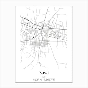 Sava,Italy Minimalist Map Canvas Print