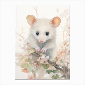 Light Watercolor Painting Of A Baby Possum 7 Canvas Print
