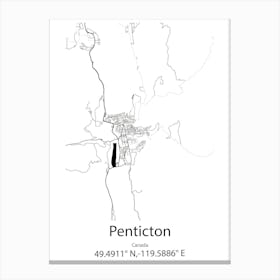 Penticton,Canada Minimalist Map Canvas Print