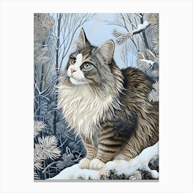Norwegian Forest Cat Relief Illustration 1 Canvas Print
