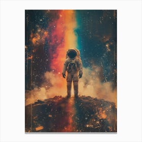 Space Odyssey: Retro Poster featuring Asteroids, Rockets, and Astronauts: Astronaut In Space 1 Canvas Print