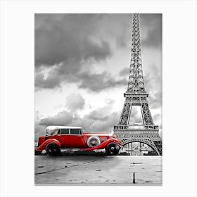 Car and Eiffel Tower Canvas Print