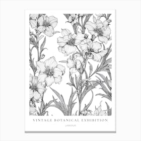 Larkspur B&W Vintage Botanical Poster Canvas Print