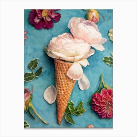 Peony Ice Cream Cone Canvas Print