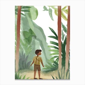 Boy In The Jungle watercolor Canvas Print