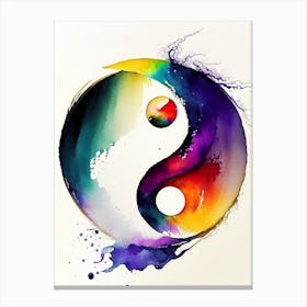 Colourful Yin And Yang 3 Japanese Ink Canvas Print