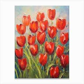 Red Tulips Hearts Flowers Valentine Canvas Print