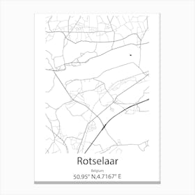 Rotselaar,Belgium Minimalist Map Canvas Print