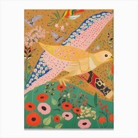 Maximalist Bird Painting Gold Finch 3 Canvas Print