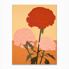 Marigolds Flower Big Bold Illustration 4 Canvas Print