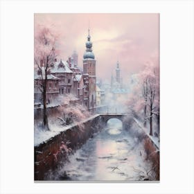 Dreamy Winter Painting Krakow Poland 2 Canvas Print