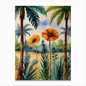 Watercolor Of Palm Trees Canvas Print