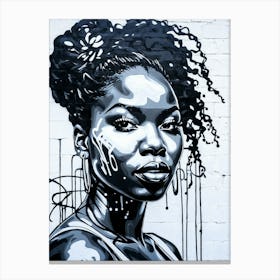 Graffiti Mural Of Beautiful Black Woman 27 Canvas Print