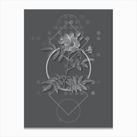 Vintage Rosa Redutea Glauca Botanical with Line Motif and Dot Pattern in Ghost Gray n.0110 Canvas Print