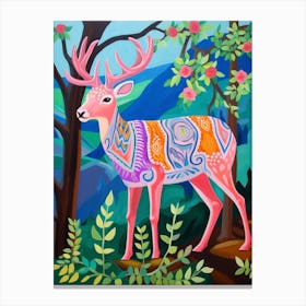 Maximalist Animal Painting Deer 2 Canvas Print