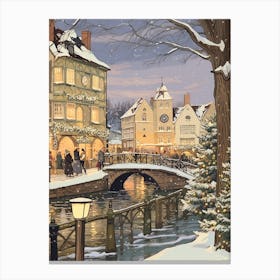 Vintage Winter Illustration Stratford Upon Avon United Kingdom 3 Canvas Print