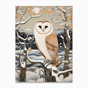 Winter Bird Painting Barn Owl 7 Canvas Print