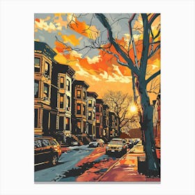 Prospect Heights New York Colourful Silkscreen Illustration 1 Canvas Print