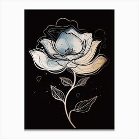 Line Art Lotus Flowers Illustration Neutral 6 Canvas Print