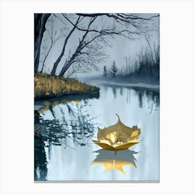 Gold Leaf In Water Canvas Print