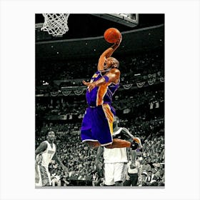 Los Angeles Lakers Kobe Bryant In Action, Dunk Vs Denver Nuggets Canvas Print