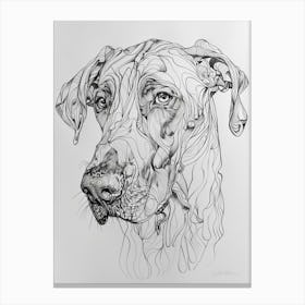 Dog Black & Grey Line Portrait 1 Canvas Print