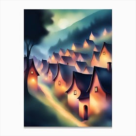 Village At Night Canvas Print