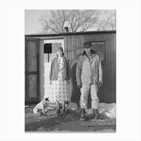 Mr, And Mrs,Marcus Miller And Dog, Spencer, Iowa By Russell Lee Canvas Print