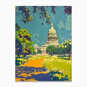 The Texas Colourful Blockprint State Capitol Austin Texas Colourful Blockprint 2 Canvas Print