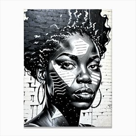 Vintage Graffiti Mural Of Beautiful Black Woman 126 Canvas Print