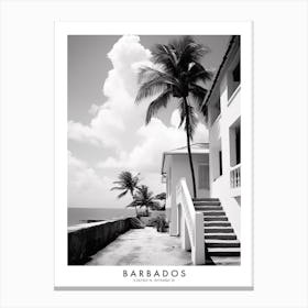 Poster Of Barbados, Black And White Analogue Photograph 1 Canvas Print